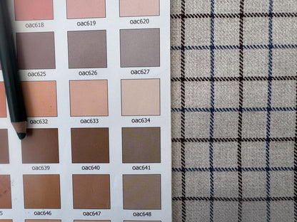 Scalamandre Mc Atrhur Barley Brown Blue Cream White Plaid Check Square Cotton Polyester - By the yard