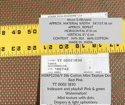Scalamandre Tanya Watermelon  Silk Cotton Mini Texture Dot Red Pink Green MSRP USD 256/Y