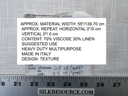 Scalamandre Ari Ivory Cream White Solid Texture Heavy Duty -By the yard