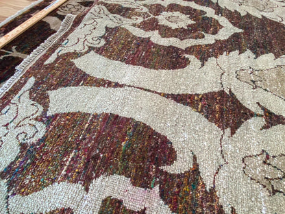 Stark Ciudad Madero Olive Green Silk Rug Hand Knotted Classic Medallion Damask 8x10' MSRP USD16200