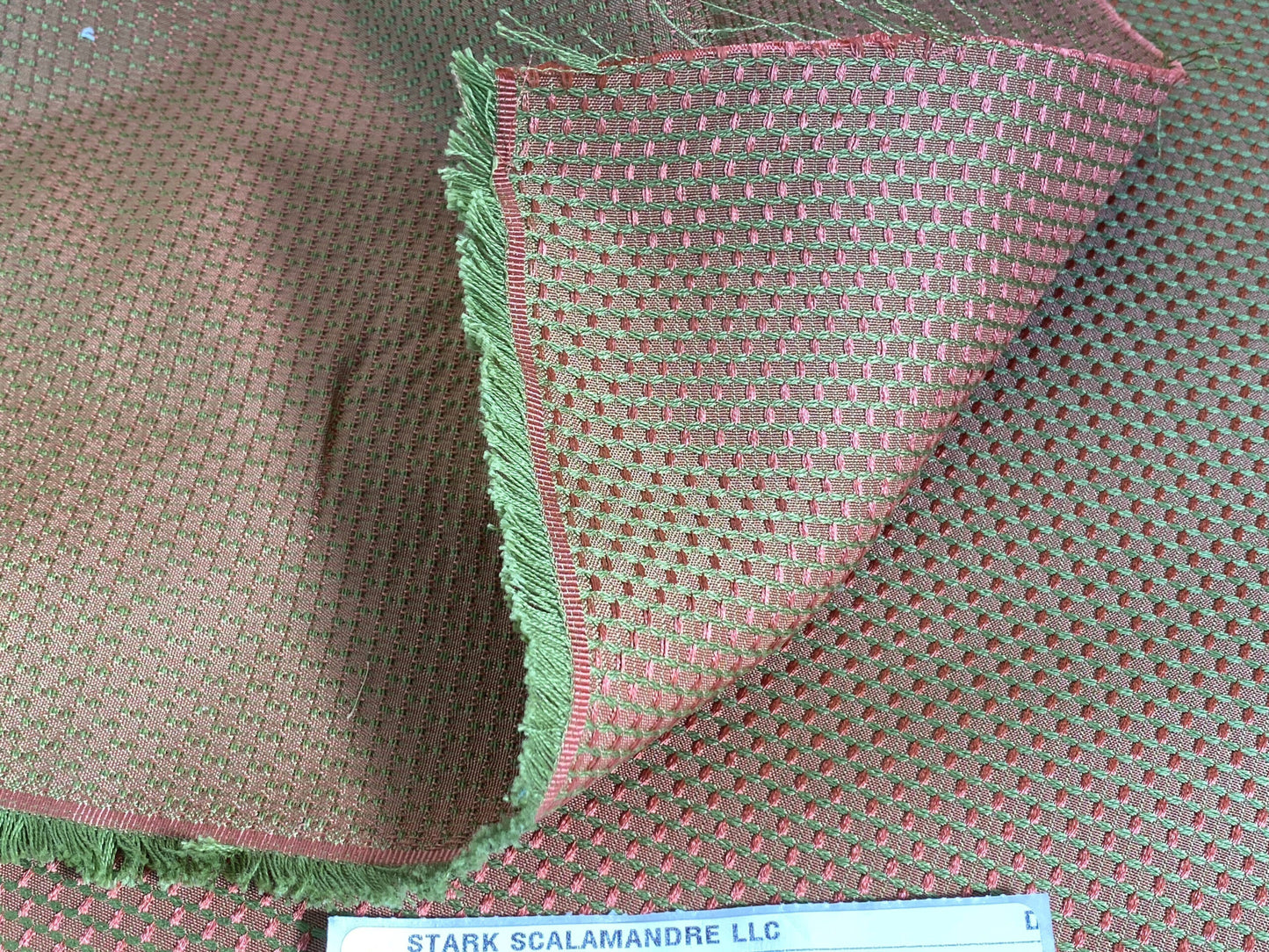 Scalamandre Tanya Watermelon  Silk Cotton Mini Texture Dot Red Pink Green MSRP USD 256/Y