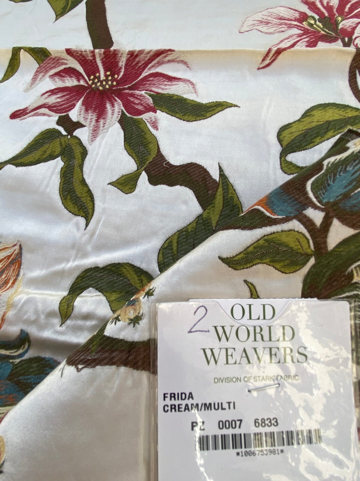 3 Berkbox87 Square  Woven Lampas by Scalamandre Old World Weavers Frida Cream/Multi Woven Foliage Yellow MSRP 546/y