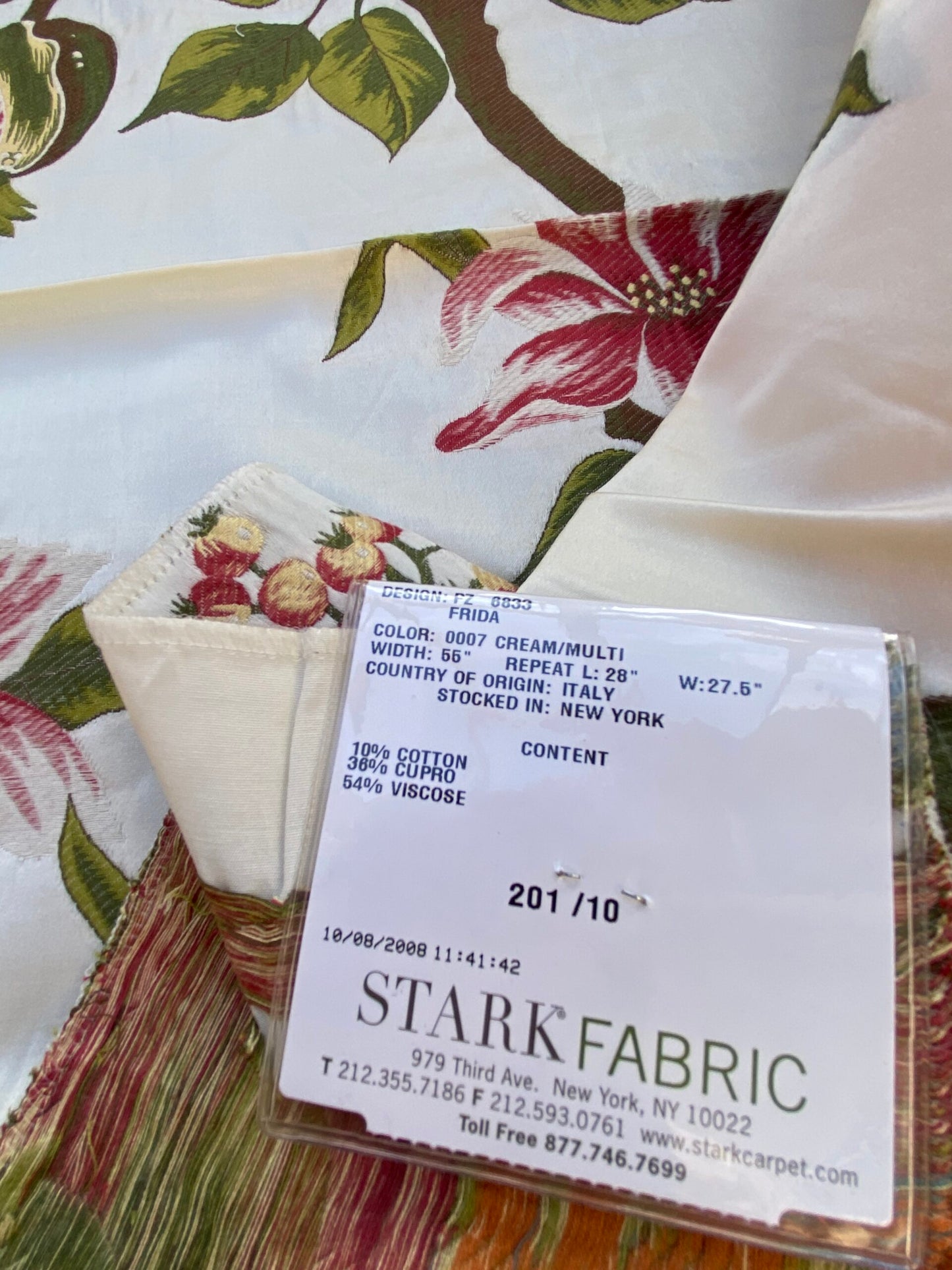 3 Berkbox87 Square  Woven Lampas by Scalamandre Old World Weavers Frida Cream/Multi Woven Foliage Yellow MSRP 546/y