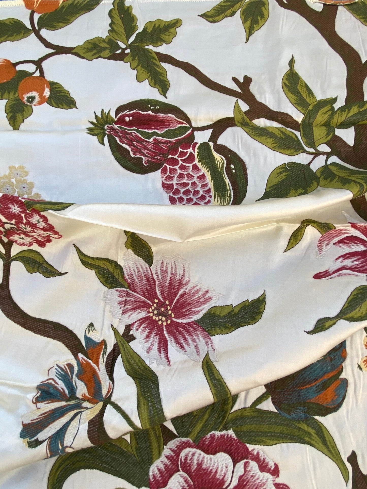 3 Berkbox87 Square  Woven Lampas by Scalamandre Old World Weavers Frida Cream/Multi Woven Foliage Yellow MSRP 546/y