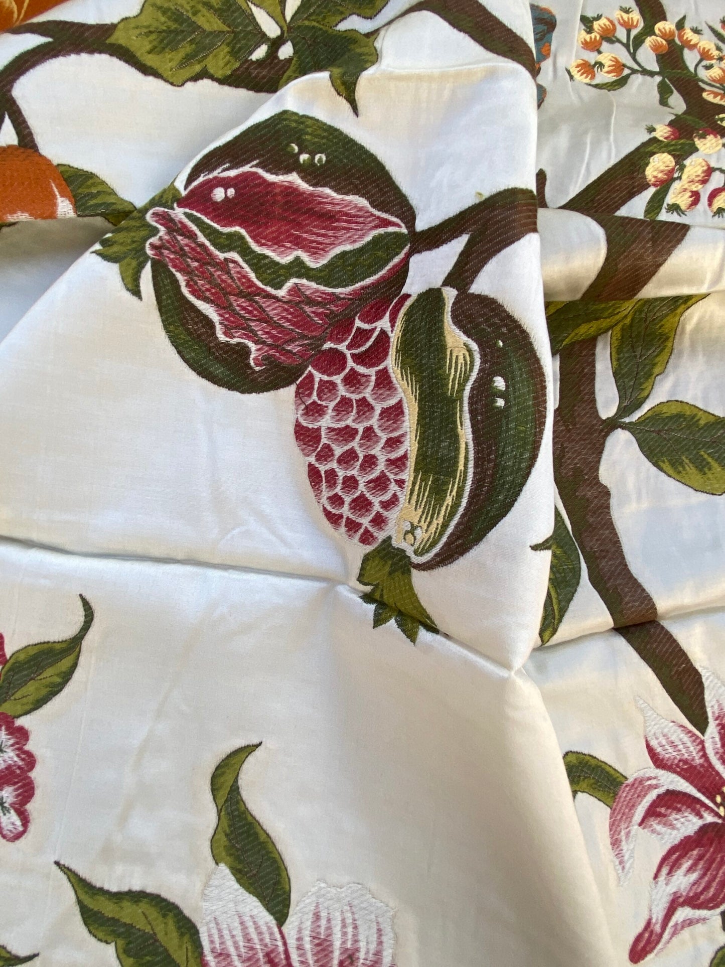 4 Berkbox87 Square  Woven Lampas by Scalamandre Old World Weavers Frida Cream/Multi Woven Foliage Yellow MSRP 546/y