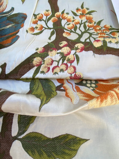 4 Berkbox87 Square  Woven Lampas by Scalamandre Old World Weavers Frida Cream/Multi Woven Foliage Yellow MSRP 546/y