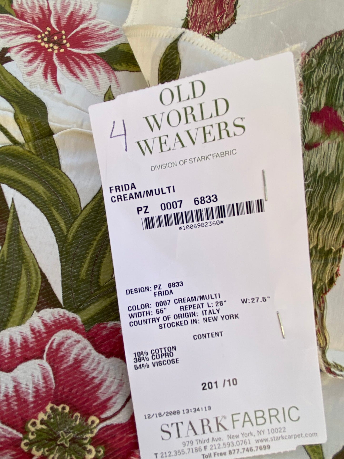 5 Berkbox87 Square  Woven Lampas by Scalamandre Old World Weavers Frida Cream/Multi Woven Foliage Yellow MSRP 546/y