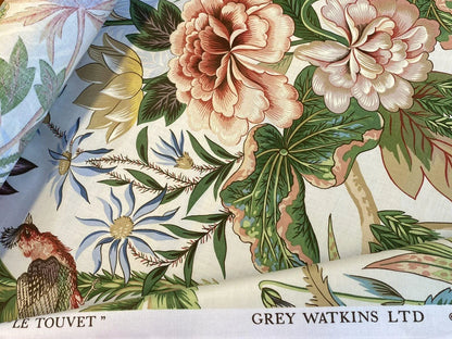 Scalamandre Le Touvet Cream/coral Pink Green Red Black Blue Chinoisery Butterfly Peony Rose Oriental Garden MSRP USD 288/Y  Print