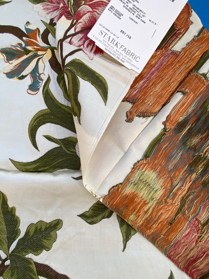 5 Berkbox87 Square  Woven Lampas by Scalamandre Old World Weavers Frida Cream/Multi Woven Foliage Yellow MSRP 546/y