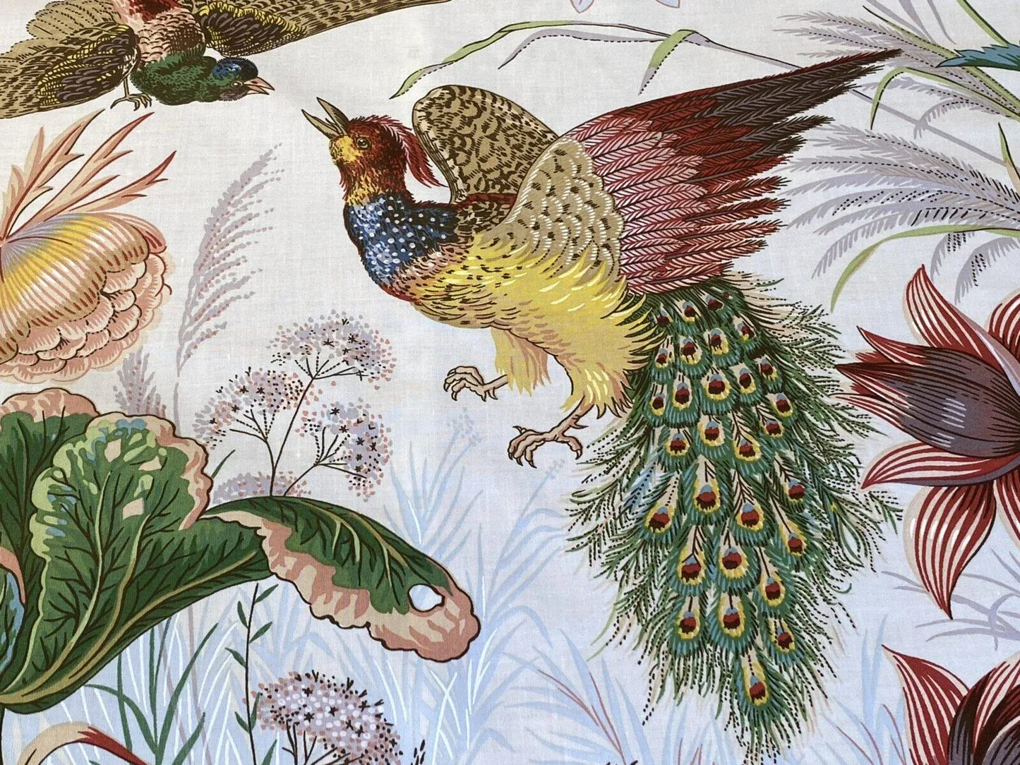 Scalamandre Le Touvet Cream/coral Pink Green Red Black Blue Chinoisery Butterfly Peony Rose Oriental Garden MSRP USD 288/Y  Print