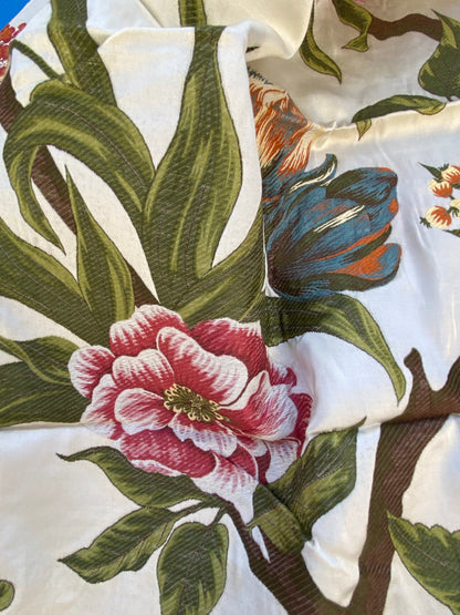 5 Berkbox87 Square  Woven Lampas by Scalamandre Old World Weavers Frida Cream/Multi Woven Foliage Yellow MSRP 546/y