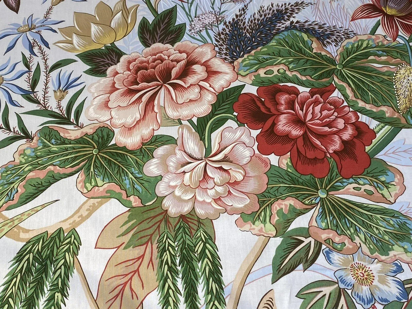 Scalamandre Le Touvet Cream/coral Pink Green Red Black Blue Chinoisery Butterfly Peony Rose Oriental Garden MSRP USD 288/Y  Print