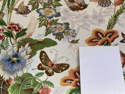 Scalamandre Le Touvet Cream/coral Pink Green Red Black Blue Chinoisery Butterfly Peony Rose Oriental Garden MSRP USD 288/Y  Print