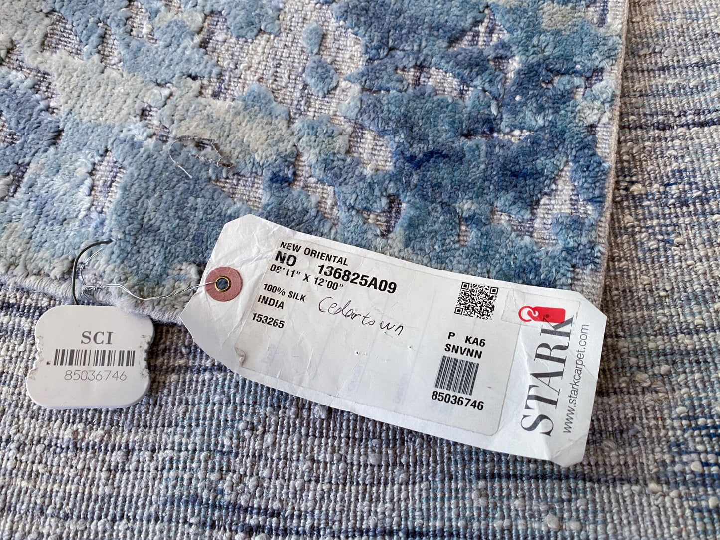 Stark Cedartown Light Slate Grey Modern Blue Grey Rug Medallion Hand Knotted - 100% Silk - 9x12' MSRP USD16250