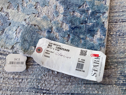 Stark Cedartown Light Slate Grey Modern Blue Grey Rug Medallion Hand Knotted - 100% Silk - 9x12' MSRP USD16250