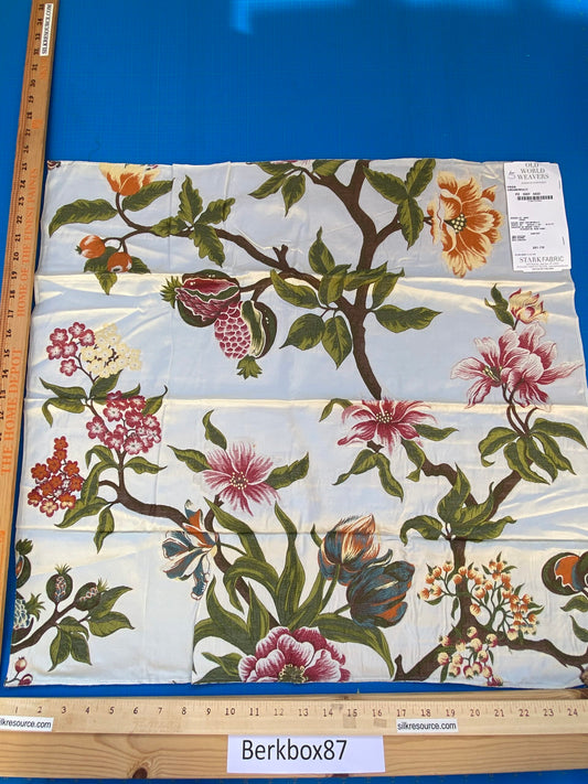 6 Berkbox87 Square  Woven Lampas by Scalamandre Old World Weavers Frida Cream/Multi Woven Foliage Yellow MSRP 546/y