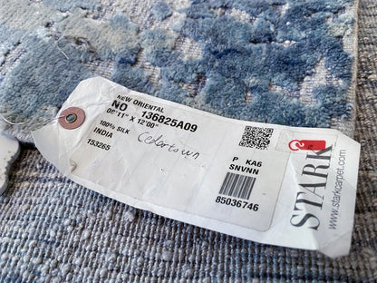 Stark Cedartown Light Slate Grey Modern Blue Grey Rug Medallion Hand Knotted - 100% Silk - 9x12' MSRP USD16250