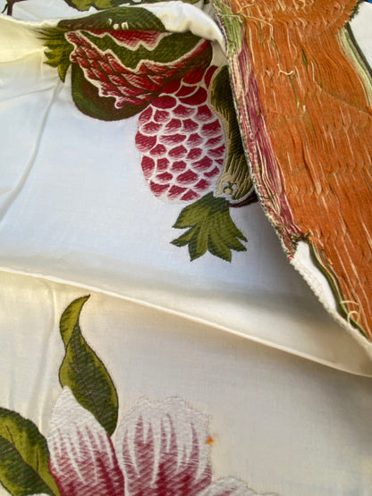 6 Berkbox87 Square  Woven Lampas by Scalamandre Old World Weavers Frida Cream/Multi Woven Foliage Yellow MSRP 546/y