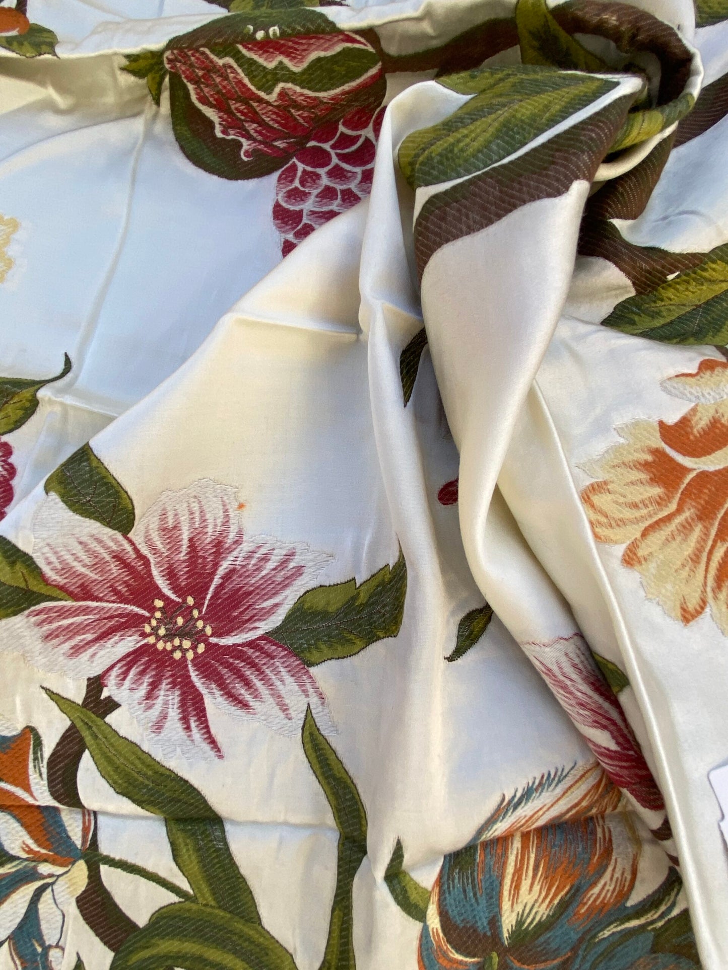 6 Berkbox87 Square  Woven Lampas by Scalamandre Old World Weavers Frida Cream/Multi Woven Foliage Yellow MSRP 546/y
