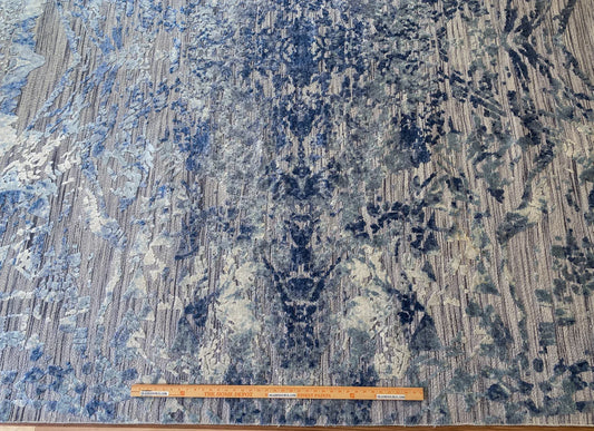 Stark Cedartown Light Slate Grey Modern Blue Grey Rug Medallion Hand Knotted - 100% Silk - 9x12' MSRP USD16250