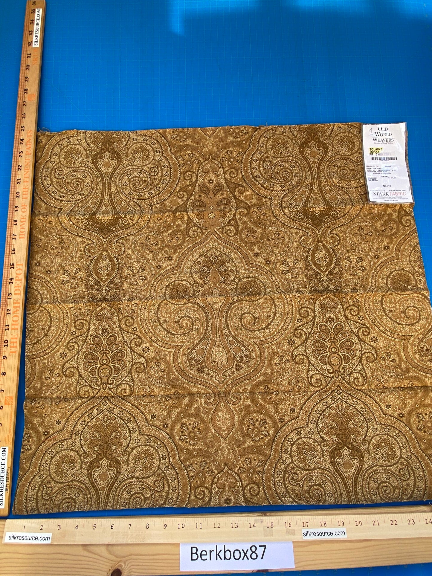 7 Berkbox87 Square Jacquard by Scalamandre Old World Weavers Solaine Topaz Brown Paisley Cotton Wool Viscose MSRP USD 300+/y