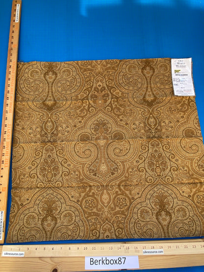 7 Berkbox87 Square Jacquard by Scalamandre Old World Weavers Solaine Topaz Brown Paisley Cotton Wool Viscose MSRP USD 300+/y