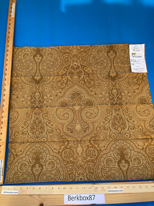 7 Berkbox87 Square Jacquard by Scalamandre Old World Weavers Solaine Topaz Brown Paisley Cotton Wool Viscose MSRP USD 300+/y
