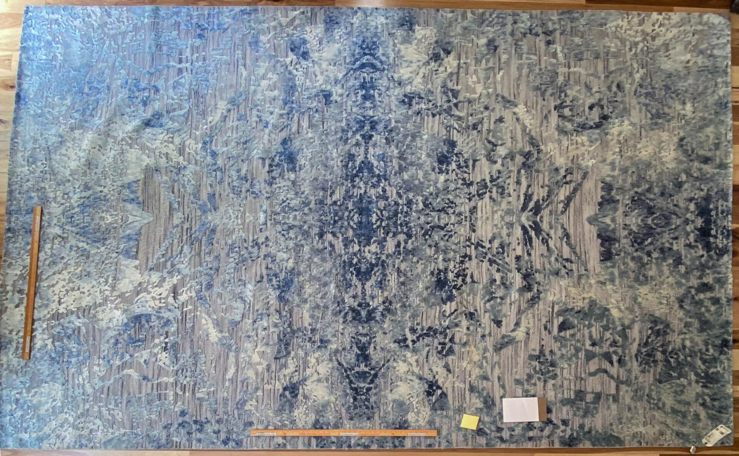 Stark Cedartown Light Slate Grey Modern Blue Grey Rug Medallion Hand Knotted - 100% Silk - 9x12' MSRP USD16250