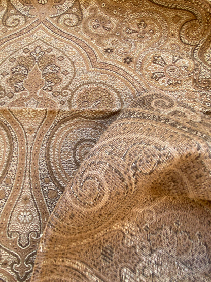 7 Berkbox87 Square Jacquard by Scalamandre Old World Weavers Solaine Topaz Brown Paisley Cotton Wool Viscose MSRP USD 300+/y
