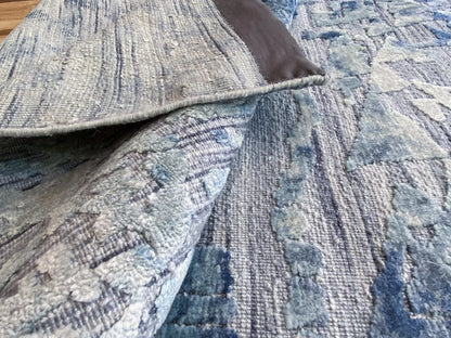 Stark Cedartown Light Slate Grey Modern Blue Grey Rug Medallion Hand Knotted - 100% Silk - 9x12' MSRP USD16250