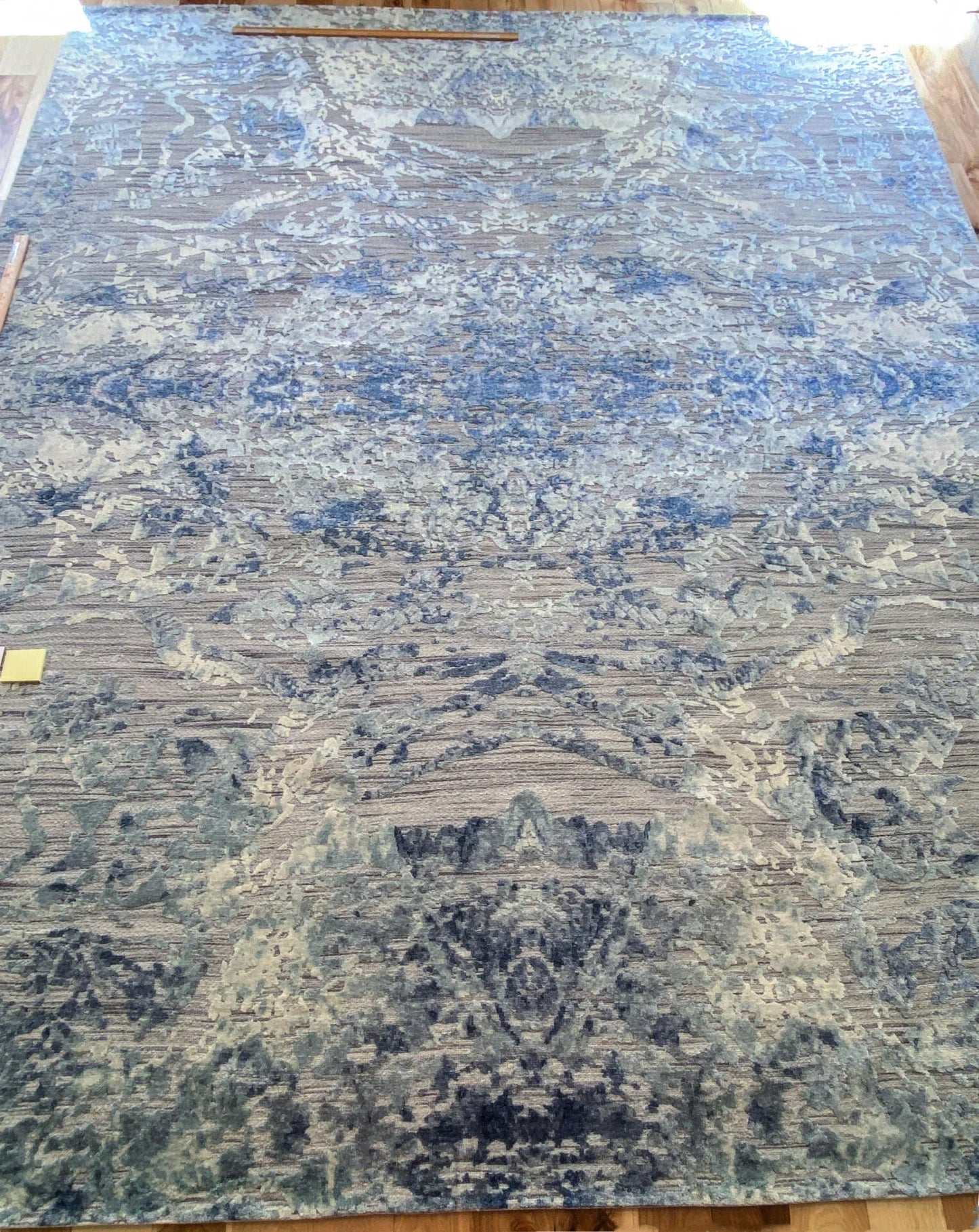 Stark Cedartown Light Slate Grey Modern Blue Grey Rug Medallion Hand Knotted - 100% Silk - 9x12' MSRP USD16250