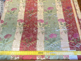 Scalamandre Pamina Beige Green Wine Red 19th C Carnation Floral Lampas Stripe Lace MSRP USD 352/y