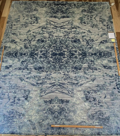 Stark Cedartown Light Slate Grey Modern Blue Grey Rug Medallion Hand Knotted - 100% Silk - 9x12' MSRP USD16250