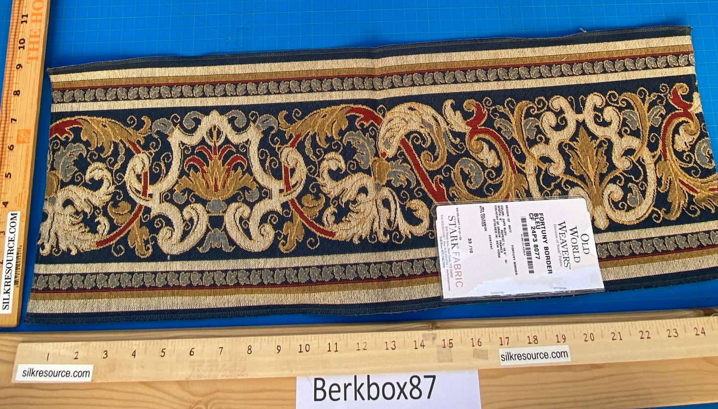 10 Berkbox87 Square Jacquard by Old World Weavers Fortuny Border Bleu Polyamide Cotton Damask Blue MSRP USD300+/y
