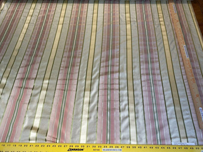 Scalamandre Florian Stripe Pastel Pink Green Silk Satin Semi Sheer MSRP USD 232/yard