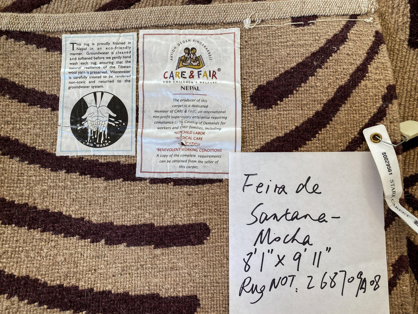 Stark FEIRA DE SANTANA MOCHA Silk Wool Rug Fan Ginkgo Leaf 8x10' MSRP11400