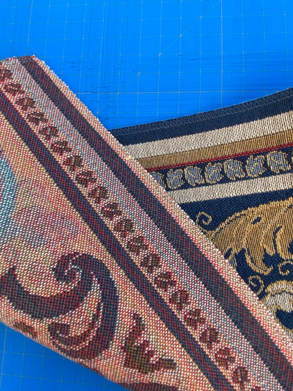 10 Berkbox87 Square Jacquard by Old World Weavers Fortuny Border Bleu Polyamide Cotton Damask Blue MSRP USD300+/y