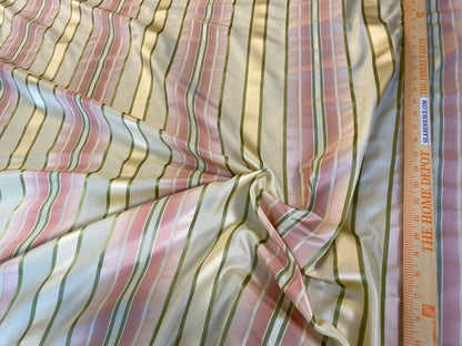 Scalamandre Florian Stripe Pastel Pink Green Silk Satin Semi Sheer MSRP USD 232/yard