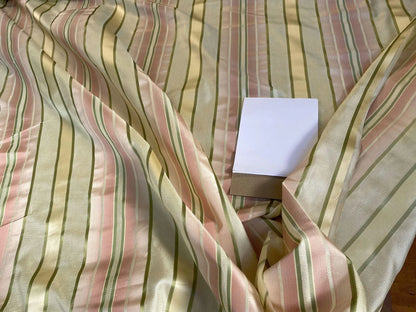 Scalamandre Florian Stripe Pastel Pink Green Silk Satin Semi Sheer MSRP USD 232/yard