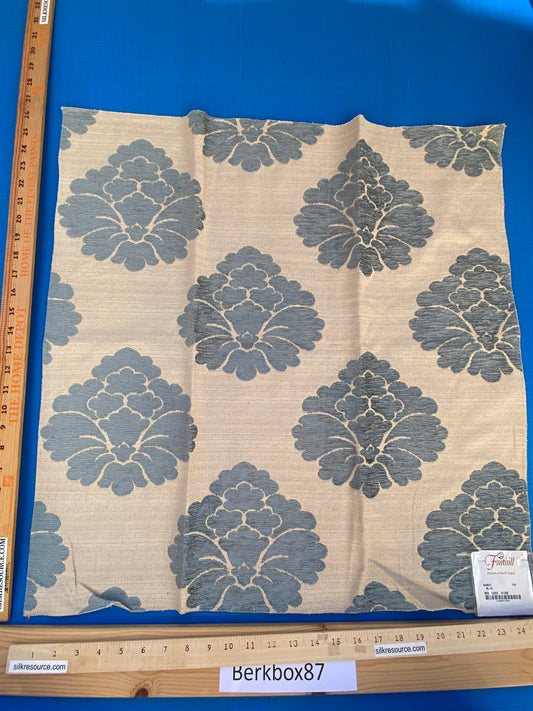 12 Berkbox87 Square Jacquard by Fonthill Rabat Blue Beige  Damask Floral Medallion MSRP USD 204/y