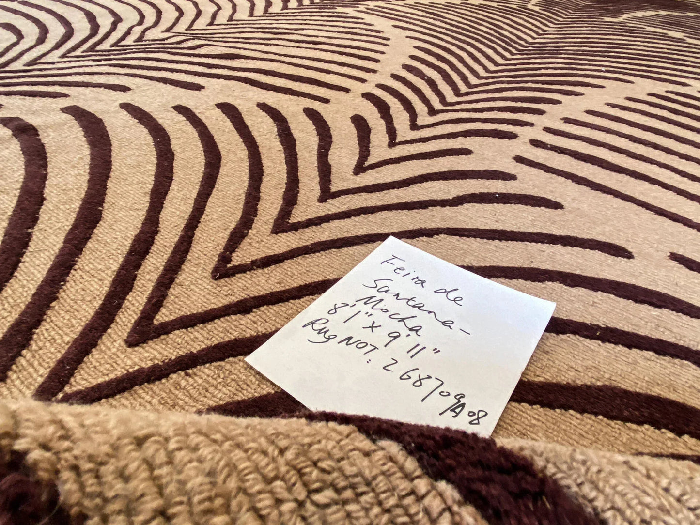 Stark FEIRA DE SANTANA MOCHA Silk Wool Rug Fan Ginkgo Leaf 8x10' MSRP11400