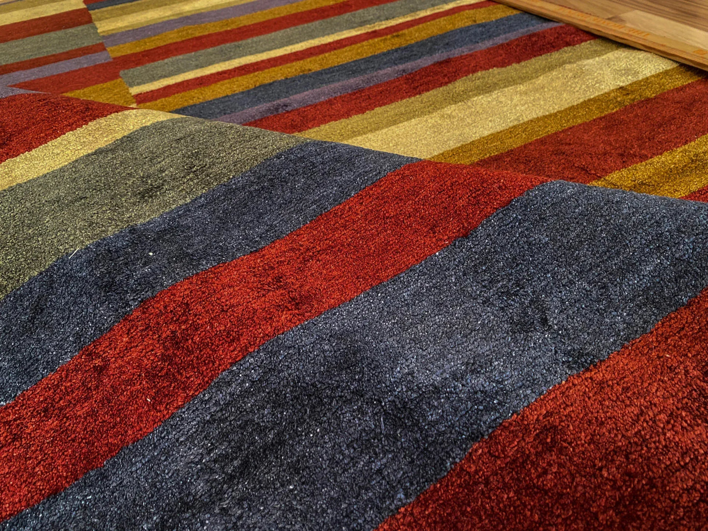 Stark Elfers Maroon Stripe 100% Silk Rug 4x6' Red Gold Black Stripe MSRP $2400