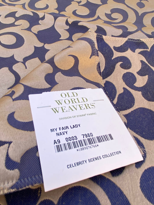 19 Berkbox87 Square Jacquard by Old World Weavers My Fair Lady Navy Blue Brown Large Jacquard MSRP USD 300+/y