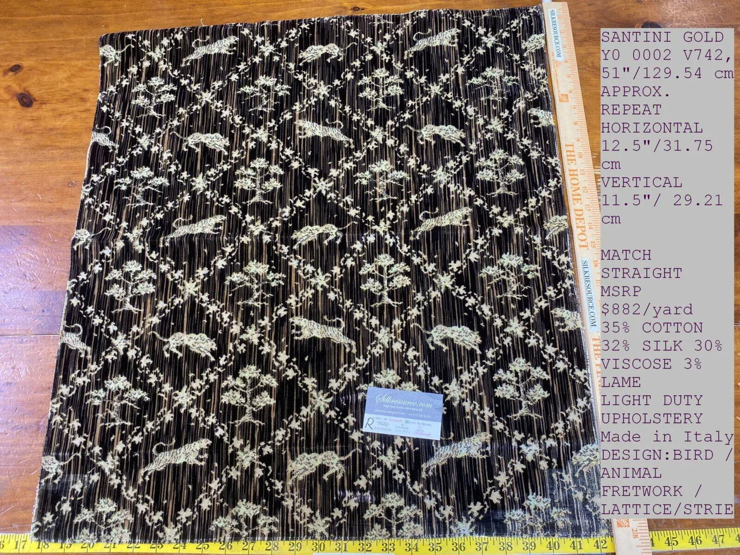 13 Boxr Scalamandre  Santini Gold Square Silk Velvet Lion Animal Leopard Forest MSRP USD 882/y