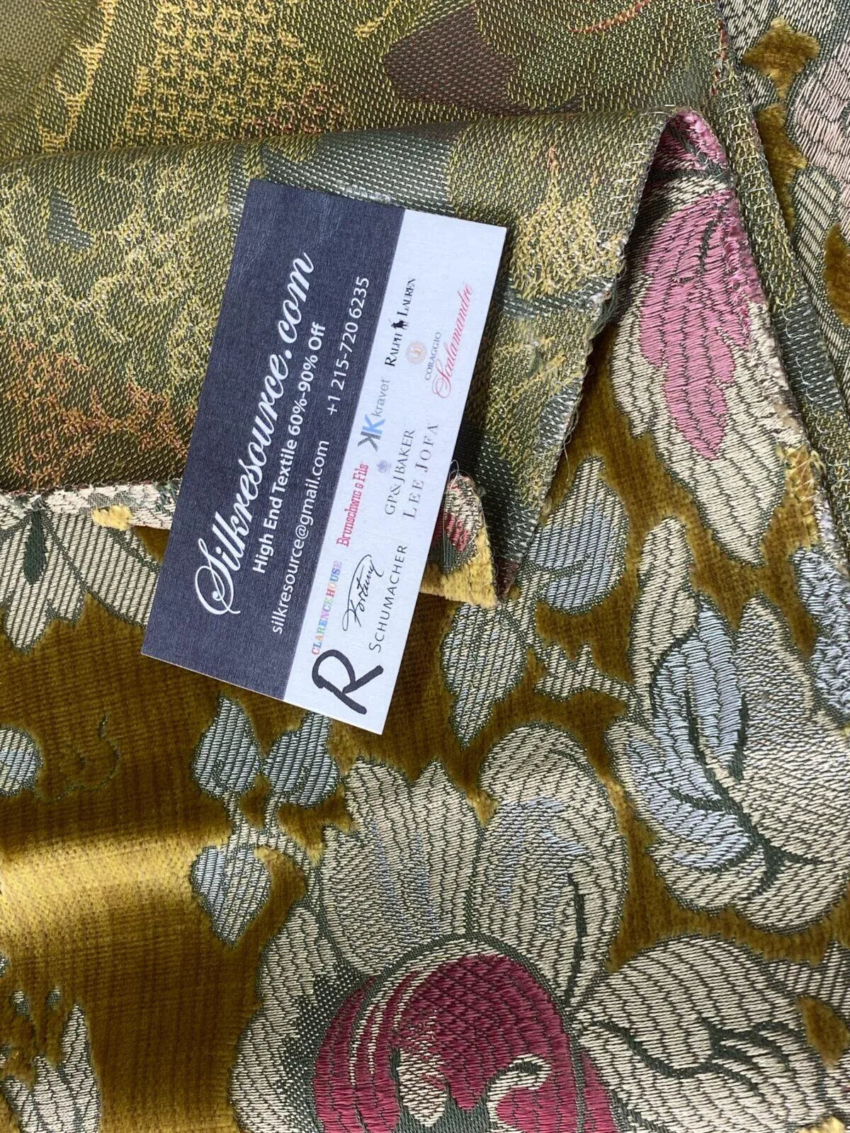 14 Boxr Scalamandre Tosca Silk Velvet In Yellow Gold Pink MSRP USD 956/Y