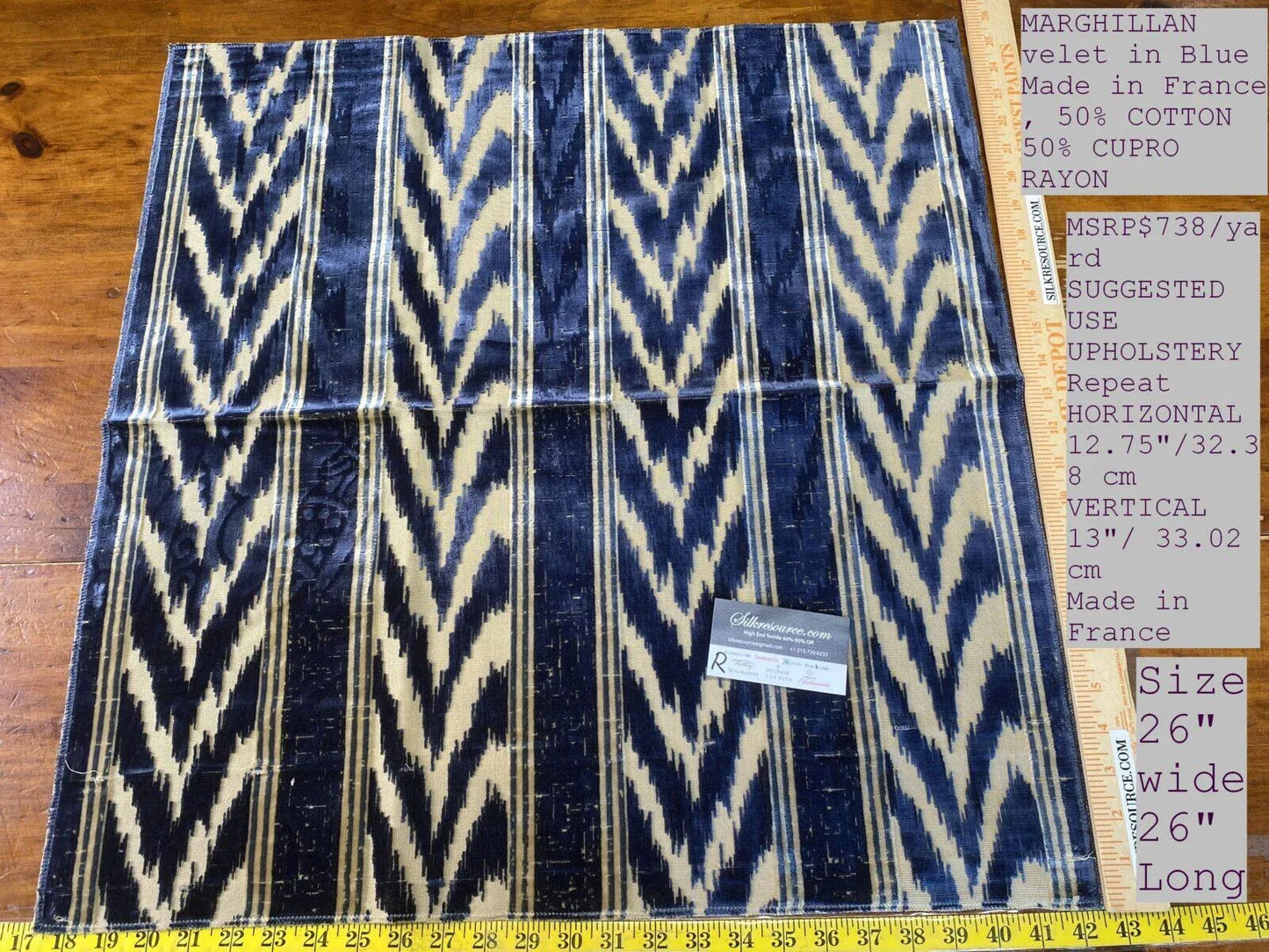 15 Boxr Scalamandre Square 26x26" Marghillan Blue Velvet MSRP USD 738/Y