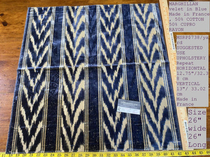 15 Boxr Scalamandre Square 26x26" Marghillan Blue Velvet MSRP USD 738/Y