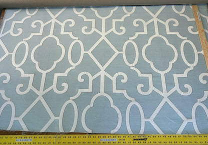 Scalamandre Ming Fretwork Aquamarine Jacquard MSRP USD 226/yard Chinoiserie Lattice  Jacquard"