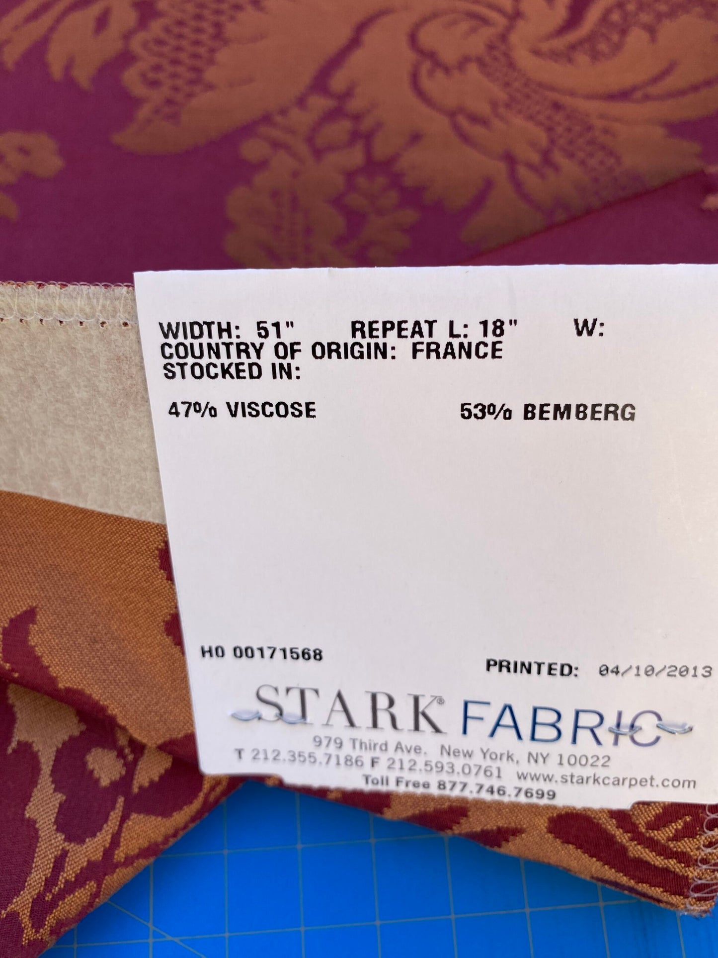 27 Berkbox87 Square Jacquard by Tassinari &amp; Chatel Mortemer Bordeaux Red Brown Damask MSRP USD 300+/y