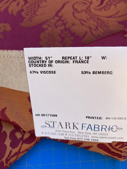 27 Berkbox87 Square Jacquard by Tassinari &amp; Chatel Mortemer Bordeaux Red Brown Damask MSRP USD 300+/y